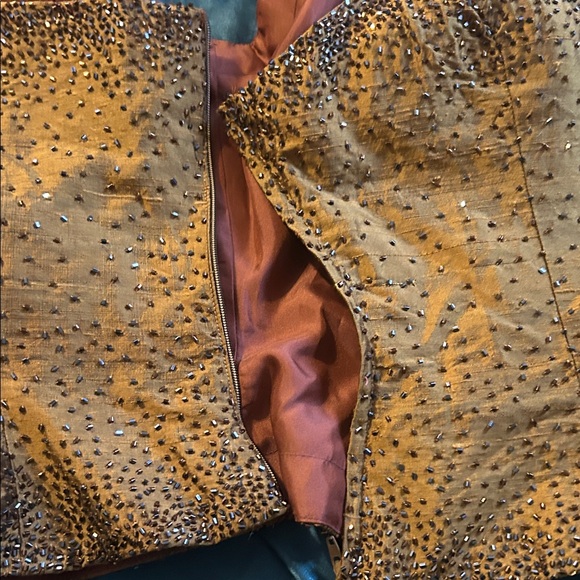 100% silk gold beaded sequined Mike Benet size UK 8 or us 4 & Gold knot headband - Picture 7 of 13